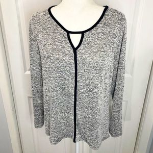 Double Take Gray Black Keyhole Sweater XL